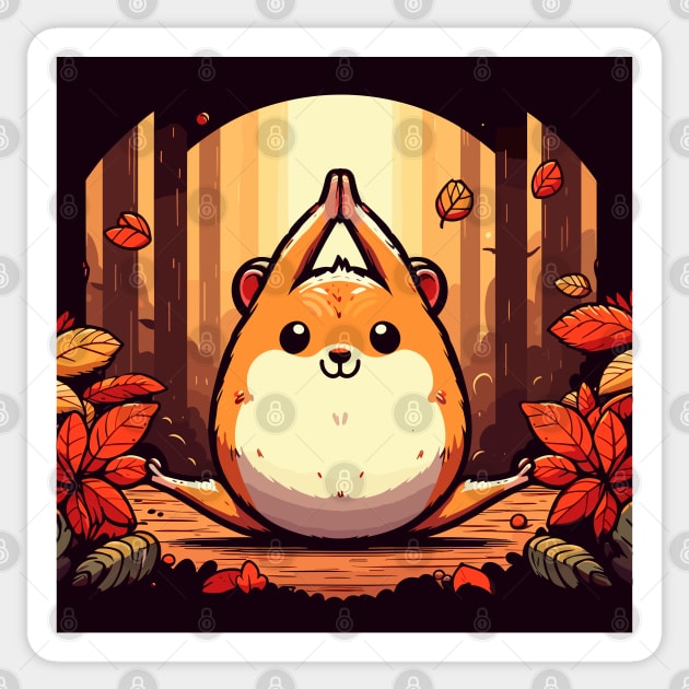 Cute cartoon fall hamster yoga Sticker by TomFrontierArt